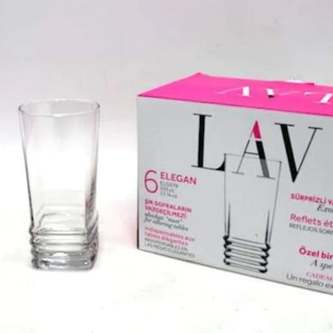 Set 6 pahare Apa Suc bere vin sticla Lav Elegan 335 ml terasa piscina evenimente
