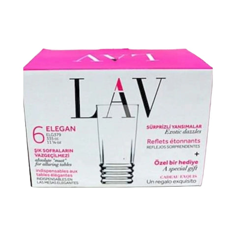 Set 6 pahare Apa Suc bere vin sticla Lav Elegan 335 ml terasa piscina evenimente