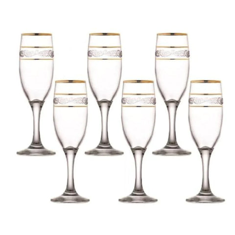 Set 6 pahare aurii sampanie Lav Adora Gold Eleganta si Rafinament pentru Ocazii Speciale 195 ml