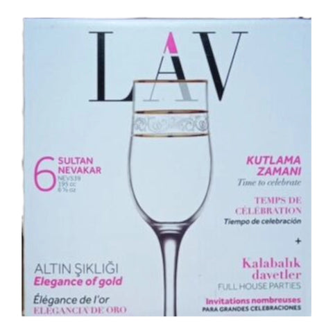 Set 6 pahare aurii sampanie Lav Adora Gold Eleganta si Rafinament pentru Ocazii Speciale 195 ml