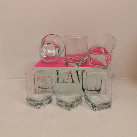 Set 6 pahare sticla whisky vodca brandy coniac suc apa Lav Tuana 320 ml terasa piscina evenimente