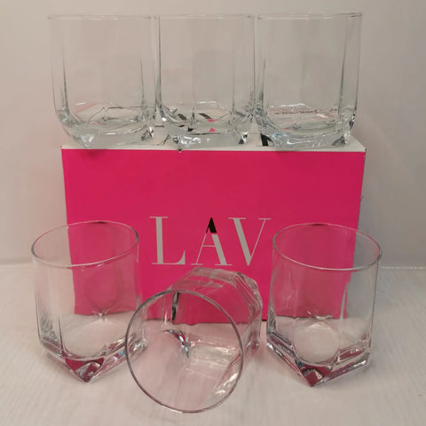 Set 6 pahare sticla whisky vodca brandy coniac suc apa Lav Tuana 320 ml terasa piscina evenimente