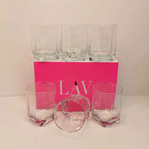 Set 6 pahare sticla whisky vodca brandy coniac suc apa Lav Tuana 320 ml terasa piscina evenimente