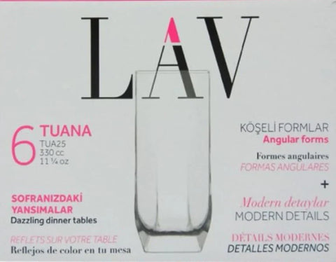 Set 6 pahare Lav Tuana 330 ml  pahare sticla pentru apa suc și vin