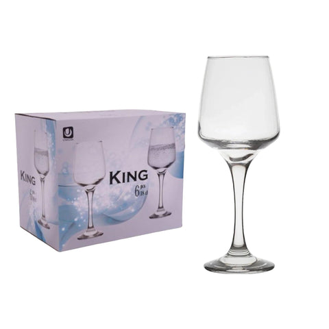 Set 6 pahare sticla pt vin apă cu picior Set pahare vin 380 ml KING