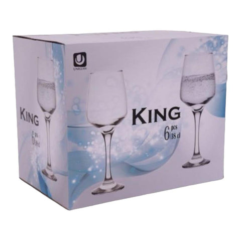 Set 6 pahare sticla pt vin apă cu picior Set pahare vin 380 ml KING