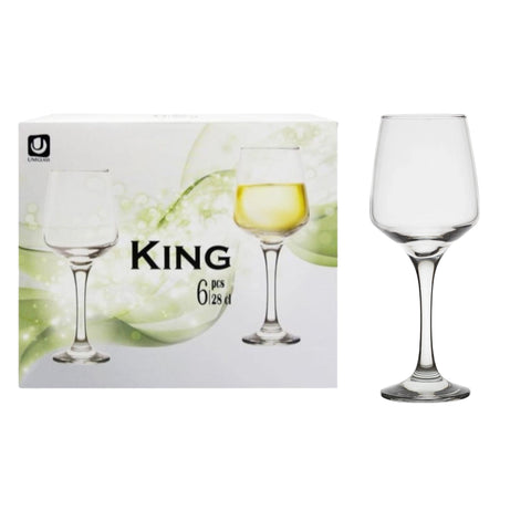 Set 6 pahare apa vin cu picior 280 ml KING sticla