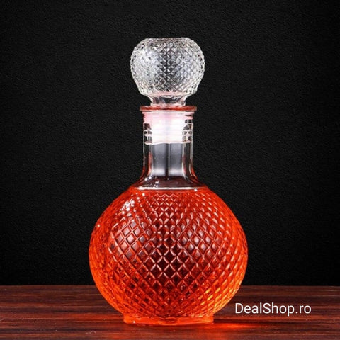 Set 6 pahare sticla 200 ml cu Decantor Rotund pentru bauturi 1,2 litri ideal pt terasa curte