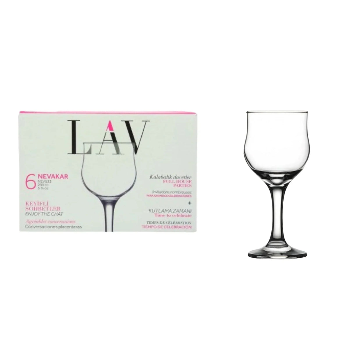 Set 6 pahare cu picior 200 ml vin apa suc Lav NEVAKAR evenimente de neuitat