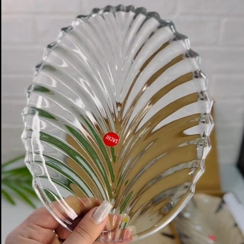 Set 6 platouri sticla model frunza 20 cm eleganta si funcționalitate pentru Mesele Tale