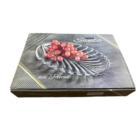 Set 6 platouri sticla model frunza 20 cm eleganta si funcționalitate pentru Mesele Tale