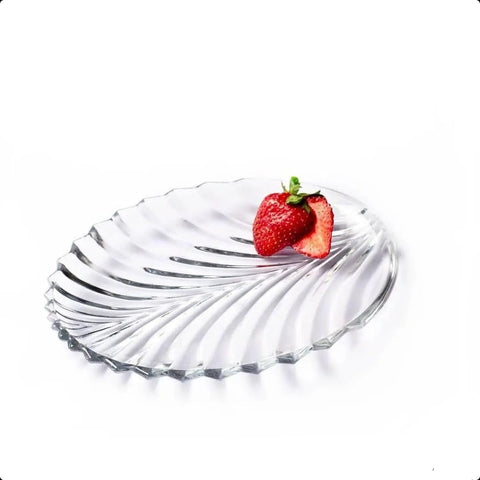 Set 6 platouri sticla model frunza 20 cm eleganta si funcționalitate pentru Mesele Tale