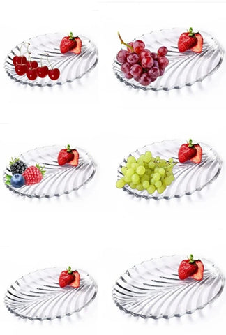 Set 6 platouri sticla model frunza 20 cm eleganta si funcționalitate pentru Mesele Tale