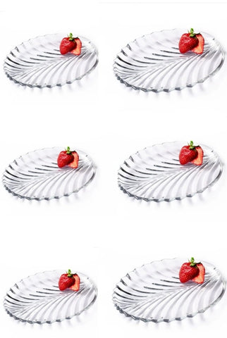 Set 6 platouri sticla model frunza 20 cm eleganta si funcționalitate pentru Mesele Tale
