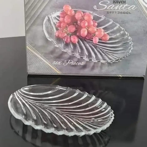 Set 6 platouri sticla model frunza 20 cm eleganta si funcționalitate pentru Mesele Tale