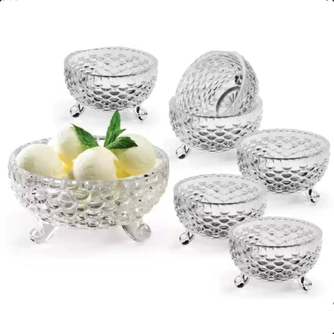 Set 7 Boluri din Sticla Transparentă Arizona Eleganță și Versatilitate pentru Bucătăria ta
