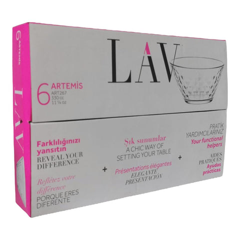Set 6 boluri din sticla Lav Artemis 330 ml Eleganță și Funcționalitate în Bucătăria Ta