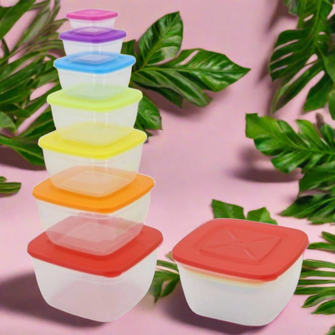 Set 7 caserole alimentare cu capac colorat