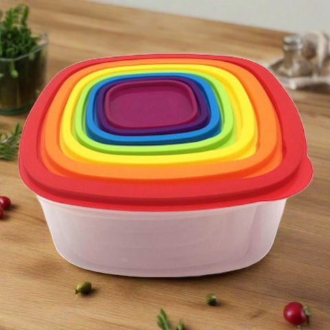 Set 7 caserole alimentare cu capac colorat