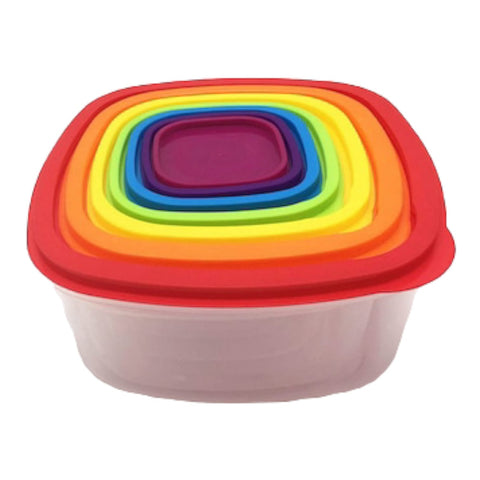 Set 7 caserole alimentare cu capac colorat