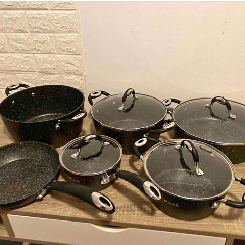 Set cratite 10 piese Royalty Line Invelis Marmura Negru Arta bucatariei