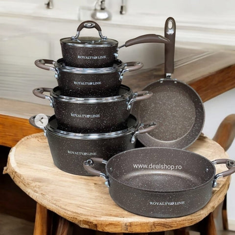 Set cratite 10 piese Royalty Line Invelis Marmura Negru Arta bucatariei