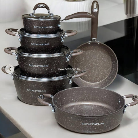 Set cratite 10 piese Royalty Line Invelis Marmura Negru Arta bucatariei