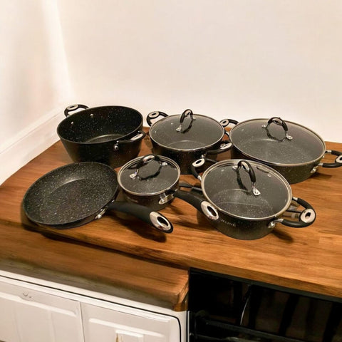 Set cratite 10 piese Royalty Line Invelis Marmura Negru Arta bucatariei