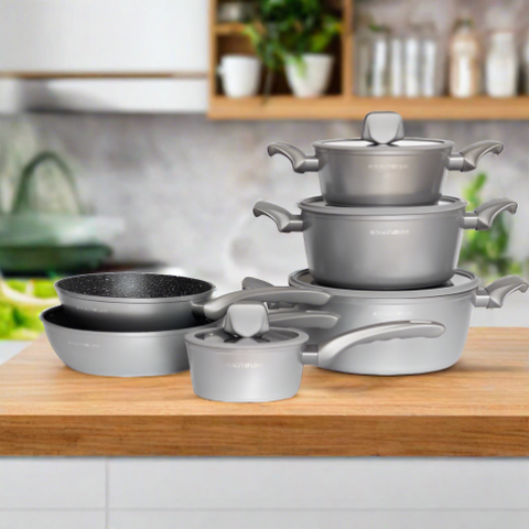 Set Cratite 10 piese Royalty Line Invelis Marmura Silver