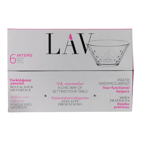 Set 6 boluri din sticla Lav Artemis 330 ml Eleganță și Funcționalitate în Bucătăria Ta