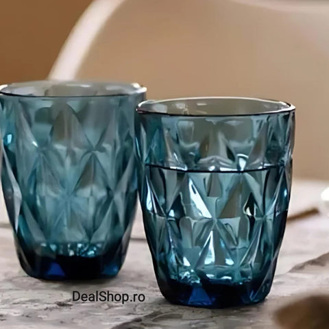 Set de 6 pahare din sticla, 300 ml, blue terasa evenimente