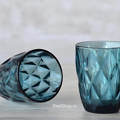 Set de 6 pahare din sticla, 300 ml, blue terasa evenimente