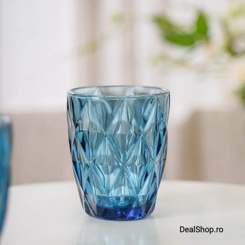 Set de 6 pahare din sticla, 300 ml, blue terasa evenimente