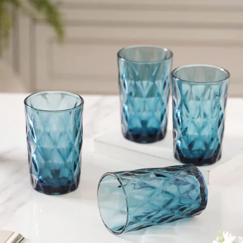 Set de 6 pahare din sticla, 400 ml blue pt terasa piscina evenimente CADOUL PERFECT