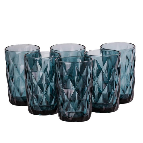 Set de 6 pahare din sticla, 400 ml blue pt terasa piscina evenimente CADOUL PERFECT