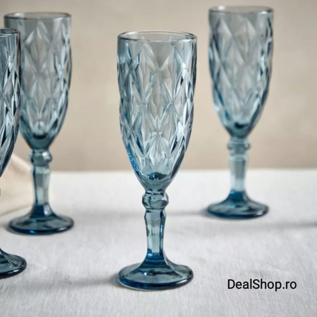Set de 6 pahare pentru sampanie 165 ml blue Eleganta pt Terasa și Evenimente
