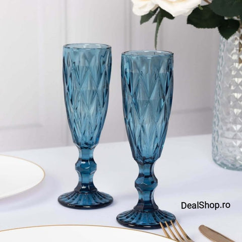 Set de 6 pahare pentru sampanie 165 ml blue Eleganta pt Terasa și Evenimente