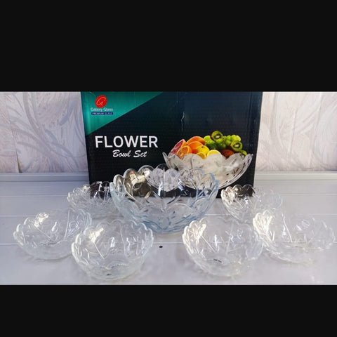 Set de 7 boluri sticla Rezistenta Flower Design Elegant pentru Servire si Depozitare
