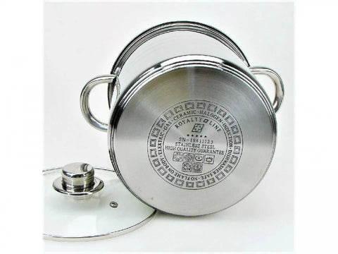 Set 3 oale inox cu capace, 6,8L,  8,8L, 10,6L, Royalty Line RL-SP2