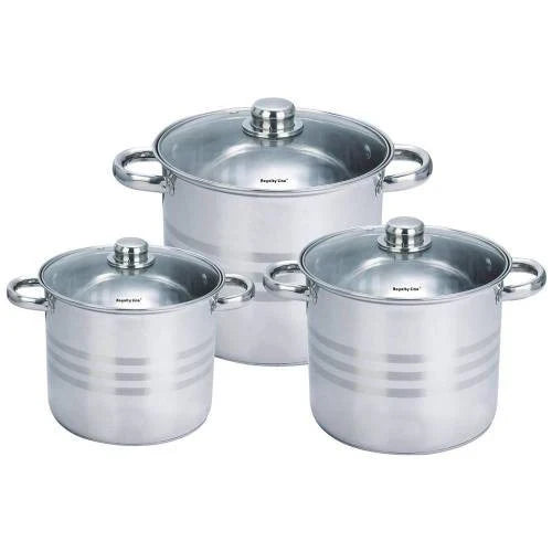 Set 3 oale inox cu capace, 6,8L,  8,8L, 10,6L, Royalty Line RL-SP2