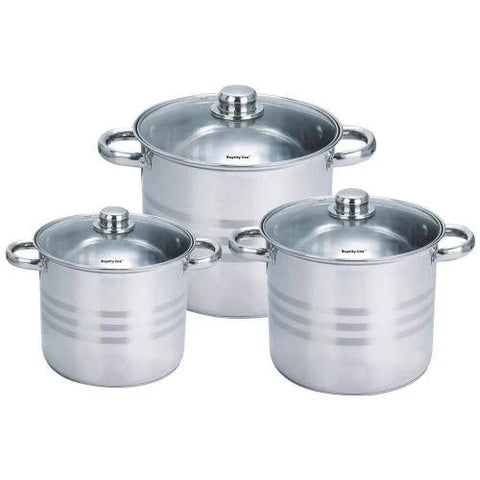 Set 3 oale inox cu capace, 6,8L,  8,8L, 10,6L, Royalty Line RL-SP2