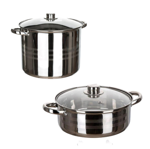 Set Oala inox 10 litri si Cratita inox 9 litri cu Capac Fund Multistrat Royalty Line Premium + 2 Suporti din banchelita pentru Oale Cratite Cadou