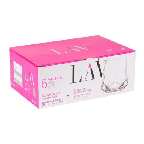 Set 6 pahare LAV Valeria 400 ml sticla Eleganta terasa evenimente