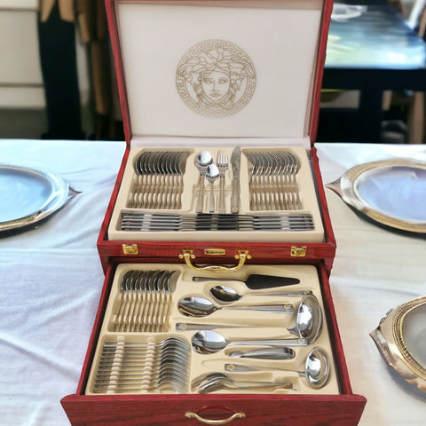 Set tacamuri pentru 12 persoane Versace 72 piese otel inoxidabil Bachmayer BM 7881 Cadoul perfect