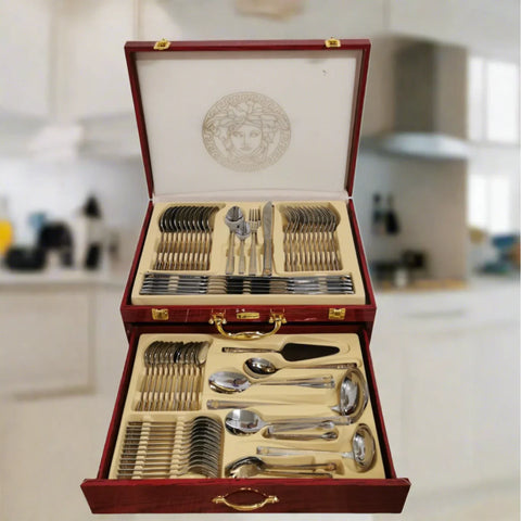 Set tacamuri pentru 12 persoane Versace 72 piese otel inoxidabil Bachmayer BM 7881 Cadoul perfect