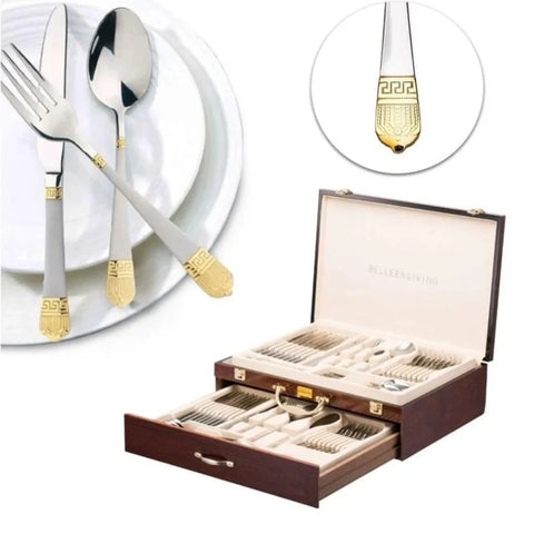Set tacamuri otel inoxidabil pentru 12 persoane 72 piese Bachmayer BM 7883 Versace CADOUL PERFECT