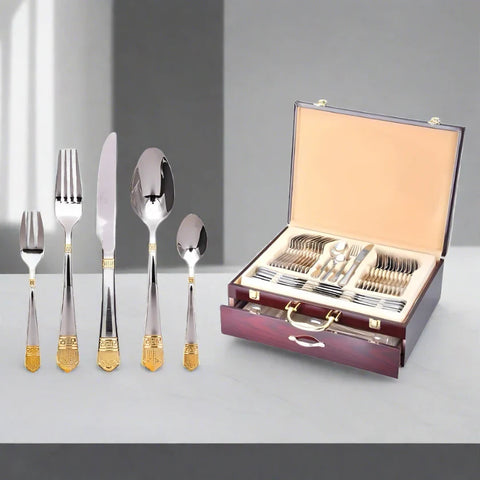 Set tacamuri otel inoxidabil pentru 12 persoane 72 piese Bachmayer BM 7883 Versace CADOUL PERFECT