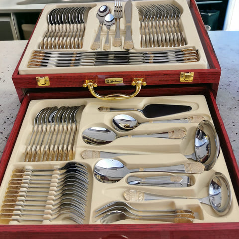 Set tacamuri otel inoxidabil pentru 12 persoane 72 piese Bachmayer BM 7883 Versace CADOUL PERFECT