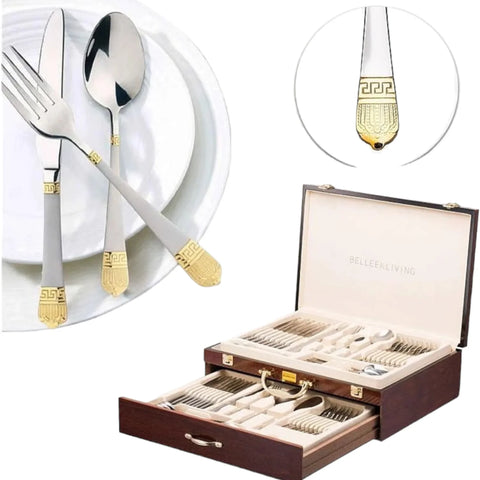 Set tacamuri otel inoxidabil pentru 12 persoane 72 piese Bachmayer BM 7883 Versace CADOUL PERFECT