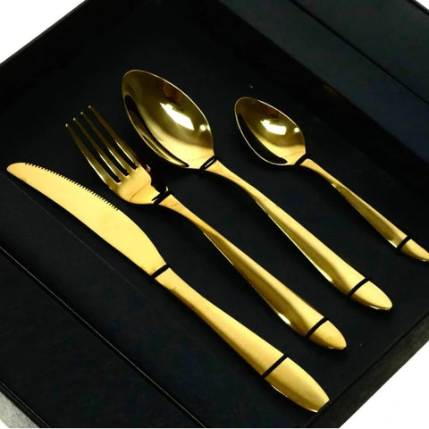 Set tacamuri 6 persoane 24 piese auriu Gold